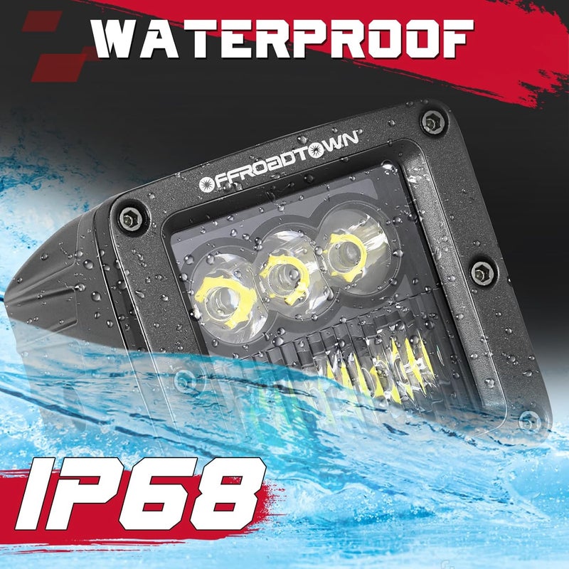 OFFROADTOWN LED Cubes, 3inch 120W CREE LED Pods Driving Lights Cubes Ditch Light Off Road Lights Reverse Light for Truck Pickup UTV ATV SUV Boat 4x4 Car - Combo - Image 4